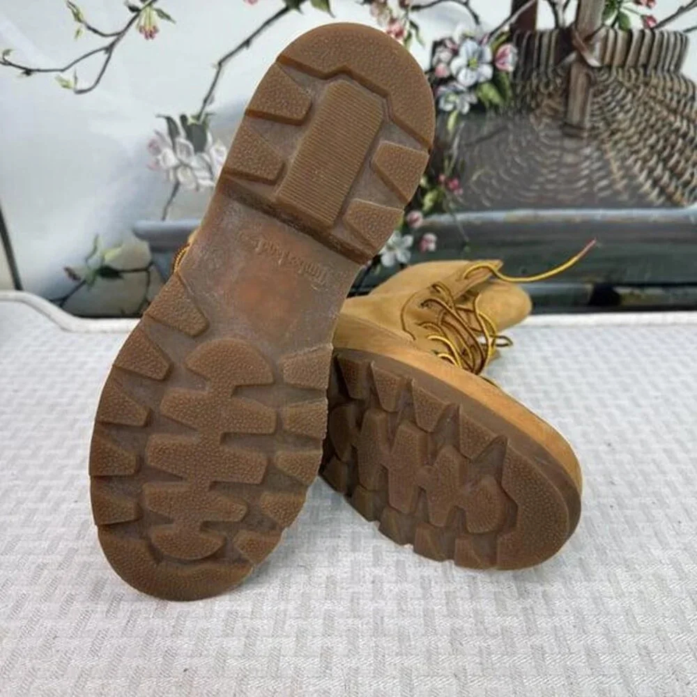 Timberland Womens Size 8.5 Wheat Teddy Fleece Fold Down WaterProof Boots - Picture 6 of 6